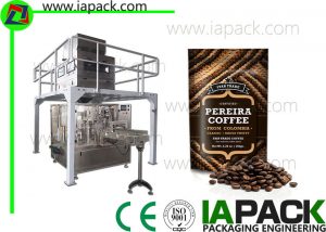 automatické balenie kávových zŕn stroj stojaci vrecko uzáver zips plniace
